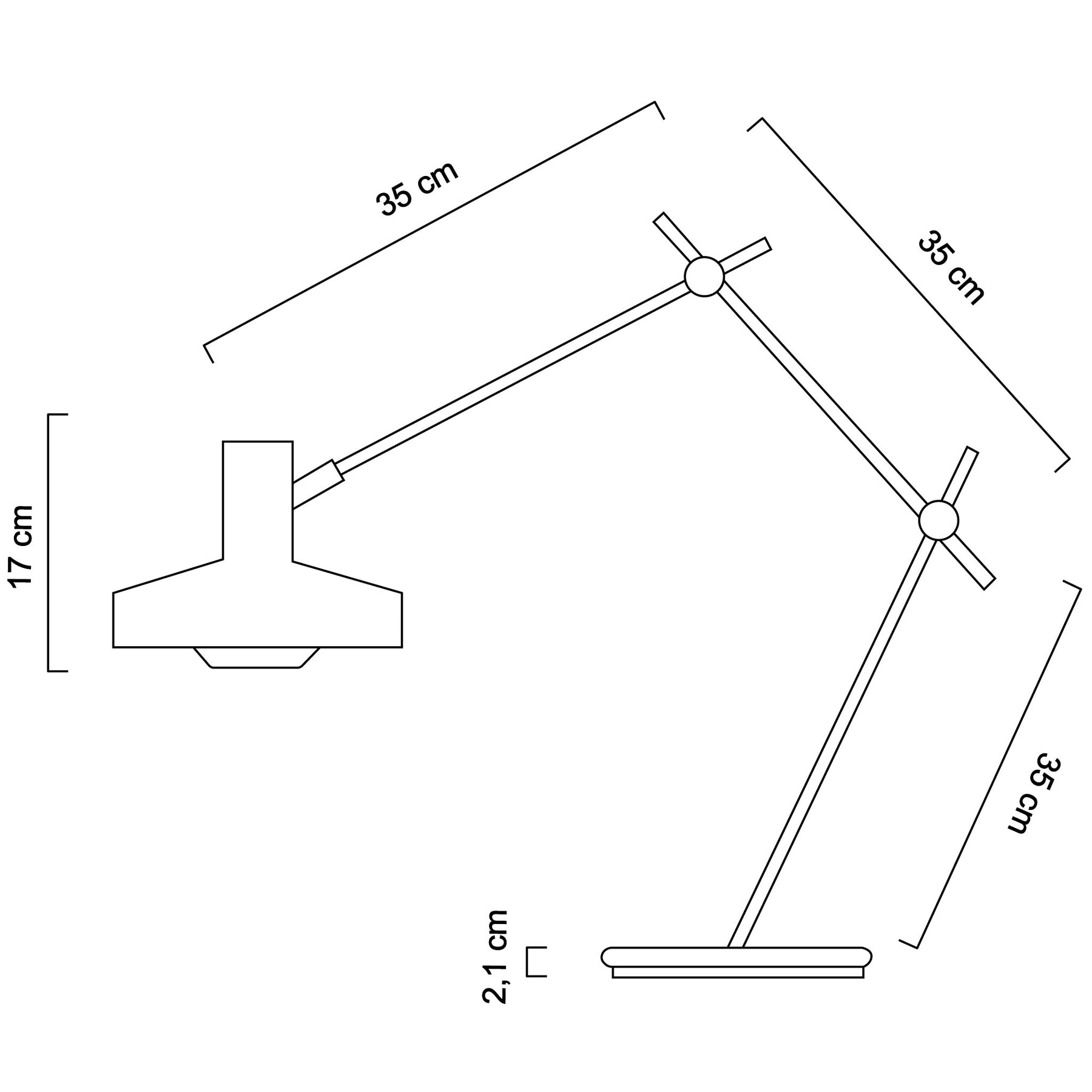 Technische Zeichnung der Tischleuchte Arigato - Neudoerfler